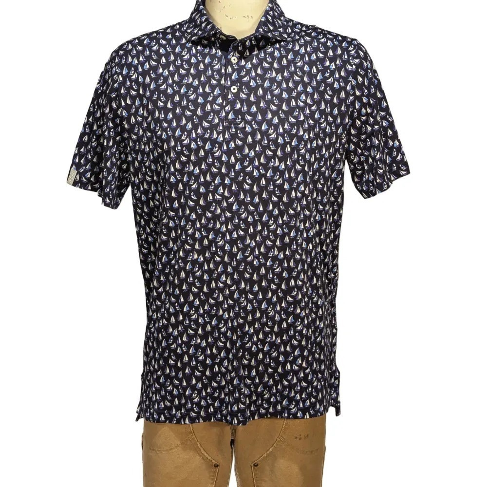 Polo Ralph Lauren Golf Mens Sailboat Print Performance Polo Shirt Sz M NWT $115